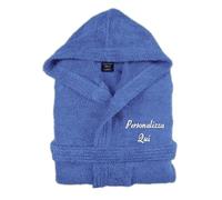 Cieffepi Home Collections Solo Mio Basic Accappatoio Personalizzato con Cappuccio in Morbida Spugna idrofila Puro Cotone (XL, Avio)