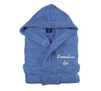 Cieffepi Home Collections Solo Mio Basic Accappatoio Personalizzato con Cappuccio in Morbida Spugna idrofila Puro Cotone (S, Azzurro)