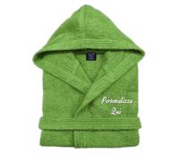 Cieffepi Home Collections Solo Mio Basic Accappatoio Personalizzato con Cappuccio in Morbida Spugna idrofila Puro Cotone (M, Verde)