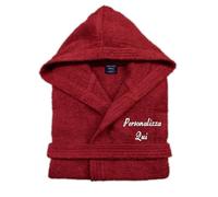 Cieffepi Home Collections Solo Mio Basic Accappatoio Personalizzato con Cappuccio in Morbida Spugna idrofila Puro Cotone (M, Rosso)