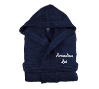 Cieffepi Home Collections Solo Mio Basic Accappatoio Personalizzato con Cappuccio in Morbida Spugna idrofila Puro Cotone (XXL, Navy)