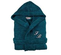 Cieffepi Home Collections SOLO MIO BASIC Accappatoio personalizzato unisex adulto con cappuccio in spugna di puro cotone (XL, Ottanio)