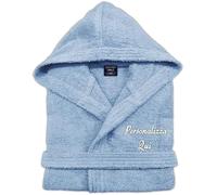 Cieffepi Home Collections SOLO MIO BASIC Accappatoio personalizzato unisex adulto con cappuccio in spugna di puro cotone (XXL, Celeste)