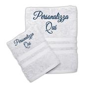 Cieffepi Home Collections SOLO MIO BASIC Set Asciugamani Viso + Ospite Personalizzato in spugna di puro cotone (Bianco)