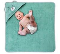 Cieffepi Home Collections TEDDY Accappatoio Quadrato Neonato Neonata Personalizzabile con cappuccio integrato (Tiffany, Personalizzato)