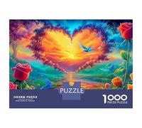 Cielo a forma di cuore 1000 Tessere Heart Tramonto Landscape Puzzle Cartone Resistente Per Famiglia, Difficile Ma Soddisfacente, Regalo Natale Decorazione Murale Premium 38x26cm/1000pcs