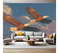 Cielo Azzurro Carta da Parati Due aquile calve Fotografica 3D Effetto 400x280 cm TNT Murale Decor da Muro Soggiorno Camera da Letto Sala Cucina Camera dei Bambini