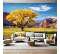 Cielo Azzurro Carta da Parati Un acero giallo Fotomurali Effetto 3D Poster 450 x 315 cm Murale Poster Moderna Decor per Camera da letto Camera dei Bambini Soggiorno
