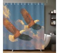 Cielo Azzurro Tenda Doccia Due aquile calve 200x200 cm, Poliestere Lavabile, Asciugatura Rapida con 12 Ganci, per Casa e Hotel