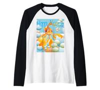 Cielo-Blu Auguri Felice Nowruz Pesce Rosso Maglia con Maniche Raglan