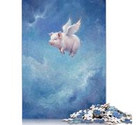 Cielo blu del maiale volante Puzzle in Legno 500 Pezzi, Gioco di Famiglia