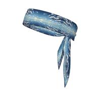 Cielo blu e nuvole bianche Fascia stampata, fascia adiustabile, perfetta per corsa, fitness e altri sport.