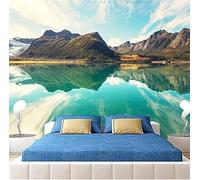 Cielo Blu Nuvole Bianche Cime Montuose Laghi Riflessi 3D Carta Da Parati Facile Installare Mobili Sfondi Ufficio Divano Camera Letto Sfondo Decorazione Murale-150cm×105cm