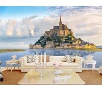 Cielo Blu Nuvole Bianche Mare Architettura Riflessi 3D Carta Da Parati Facile Installare Mobili Sfondi Ufficio Divano Camera Letto Sfondo Decorazione Murale-300cm×210cm