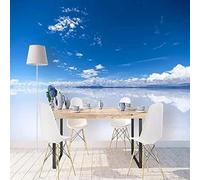 Cielo Blu Nuvole Bianche Mare Lago Riflessi 3D Carta Da Parati Facile Installare Mobili Sfondi Ufficio Divano Camera Letto Sfondo Decorazione Murale-350cm×256cm