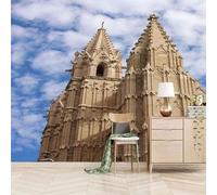 Cielo Blu Stereoscopico Nuvole Bianche Castelli Architettura 3D Carta Da Parati Facile Installare Mobili Sfondi Ufficio Divano Camera Letto Sfondo Decorazione Murale-200cm×140cm