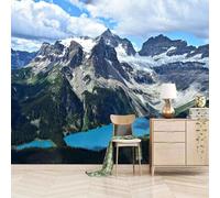 Cielo Blu Stereoscopico Nuvole Bianche Montagne Innevate E Laghi 3D Carta Da Parati Facile Installare Mobili Sfondi Ufficio Divano Camera Letto Sfondo Decorazione Murale-430cm×300cm