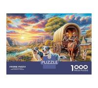 Cielo colorato 1000 Pezzi Carro coperto e cani Puzzle Cartone Resistente Per Famiglia, Difficile Ma Soddisfacente, Regalo Natale Decorazione Murale 52x38cm/1000pcs