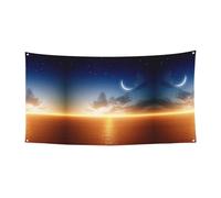 Cielo con luna stampa decorazioni per striscioni di Halloween, cartello da appendere per interni ed esterni, forniture per le vacanze con occhielli in metallo