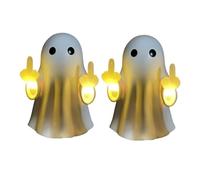 Cielo Meraviglioso 2 lampade a LED a forma di fantasma con dita medie, simpatiche statue di fantasma, decorazione notturna con fantasma di Halloween, regali per scherzi di Halloween, decorazione per