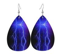 Cielo notturno blu. Gli orecchini da donna in pelle a forma di goccia sono adatti per feste, feste e regali., Misura unica