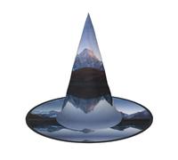 Cielo notturno con stelle e lago di montagna cappello da strega Halloween costumi per donne uomini cappelli da strega costume