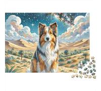 Cielo Notturno Deserto Cane Puzzle per Adulti Puzzle 1000 Pezzi Gioco di Puzzle 1000 Pezzi Carta Relax Famiglia Regalo 38x26cm/1000pcs