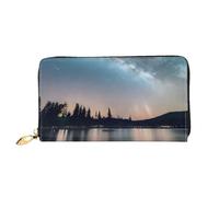 Cielo notturno e alberi stampa cellulare carta di credito porta soldi portafoglio in pelle portafoglio corto da donna tasca con cerniera, nero, taglia unica, nero, taglia unica, Nero, One Size