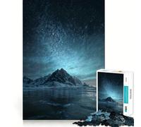 Cielo notturno sopra montagne innevate in Islanda - Puzzle da 1000 pezzi per ragazzi - Gioco di logica e abilità - Momenti di serenità - Taglio preciso (38x26cm)