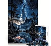 Cielo notturno sopra un lago di montagna - Puzzle da 1000 pezzi per adulti - Regalo - Gioco di logica - Tempo libero - Divertimento - Qualità - Bordo - Bellissimo regalo (38x52cm)