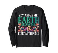Cielo sopra di Me sotto di Me Fuoco Dentro di Me Hippie Maglia a Manica