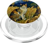 Cielo stellato al chiaro di luna e un gatto calico tra i campi di grano PopSockets PopGrip per MagSafe