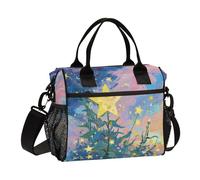 Cielo stellato Atmosfera Pittura a Olio Borsa Pranzo per Ragazzi Impermeabile Lunch Box Cooler Bag con Tracolla Lunch Box per Ragazze Adolescenti Università