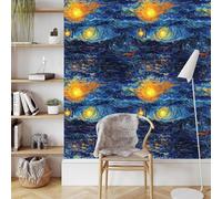 Cielo Stellato Carta da Parati Rimovibile Autoadesiva Stile Pittura a Olio Impermeabile Ispessita Opaco Pellicola Adesivo Mobilia Decorativo Rullo Sticker per Cucina Camera da Letto Bagno 0.52x5 m