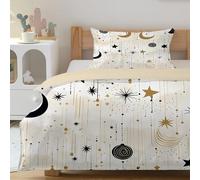 Cielo Stellato Copripiumino Singolo Luna, Biancheria da Letto Stelle in Microfibra, 1 Parure Copri Piumone Geometria con 2 Federe 50x80 cm con Cerniera, A-836