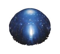 Cielo stellato Cuffia da doccia da donna a doppio strato, riutilizzabile, design di grandi dimensioni adatto a tutte le lunghezze dei capelli, adatto per ragazze, spa e uso domestico.