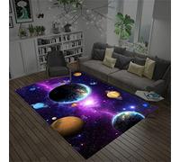 Cielo Stellato Della Galassia Tappeto da Soggiorno Pianeta Cosmico Tappeto per Camerette per Bambini Decorazione Del Pavimento Tappeto da Camera da Letto per Ragazza Ragazzo (Blu Viola,80 x 160 cm)