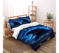 Cielo stellato di Godzilla Set Di Biancheria Da Letto Per 3 Pezzi Con Stampa 3D Animal Themes Wildlife Copripiumino Con 2 Federe in Microfibra Morbida E Leggera Super King(260x220cm)