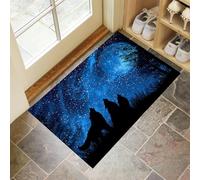 Cielo Stellato, Lupo Zerbino Tappeto Asciugapassi Rettangolare Zerbino Antiscivolo Stile Artistico Magico Per Ingresso, Interno Per Casa O Ufficio - Blu, 50 X 80 Cmmorbido