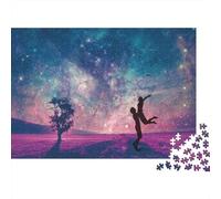 Cielo Stellato Silhouette Padre Figlio Puzzle 1000 Pezzi Carta per Adulti Notte Da Sogno Puzzle per Famiglia Relax Decorazione Regalo 70x50cm/1000pcs