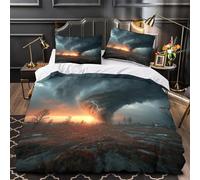 Cielo tempestoso Set Di Copripiumino Biancheria da letto microfibra morbida stampa di 3D con federa con cerniera Scena meteorologica drammatica copripiumino for ragazzi e bambini Single（140x200cm）