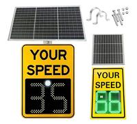 CIELOBLOEN Display del Limite di velocità Radar a LED con Alimentazione Solare e Superficie Riflettente, rilevamento della velocità dei Veicoli da 35,4x23,6 Pollici per Applicazioni Yellow