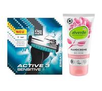 Cien Men 48 lame di ricambio Active 3 sensitive, 48 pezzi + alverde naturale crema mani Bio rosa, olio di mandorle e estratto di petali di rosa