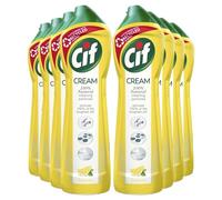 Cif Lemon Cream Cleaner, detergente multiuso per superfici con particelle detergenti naturali al 100%, rimuove il 100% dello sporco più duro, 500 ml, confezione da 8