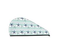 Cifeprak Asciugamano per Capelli con Motivo Stella Marina Costiera Blu Navy, Asciugamano per Asciugare i Capelli con Bottone, Asciugamano per Capelli in Velluto Corallo, Cappello Turbante per Capell