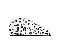 Cifeprak Asciugamano per capelli con stampa di cane dalmata, asciugamano per asciugare i capelli con bottone, asciugamano per capelli in velluto corallo, cappello turbante per capelli asciutti, cuff