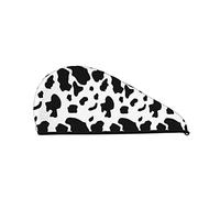 Cifeprak Asciugamano per capelli con stampa di cane dalmata, asciugamano per asciugare i capelli con bottone, asciugamano per capelli in velluto corallo, cappello turbante per capelli asciutti, cuff