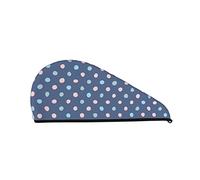 Cifeprak Crayon Dots Sfondo Blu Navy Asciugamano per Capelli Avvolgente, Asciugamano per Asciugare i Capelli con Bottone, Asciugamano per Capelli in Velluto Corallo, Cappello Turbante per Capelli Se