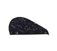 Cifeprak Luna Spazio Pianeta Stelle Galassia Universo Modello Asciugamano per Capelli, Asciugamano per Asciugare i Capelli con Bottone, Asciugamano per Capelli in Velluto Corallo, Cappello Turbante