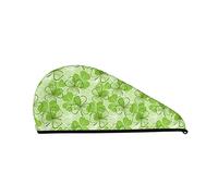 Cifeprak St Patrick_S Day Shamrock Lucky Pattern Asciugamano per Capelli, Asciugamano per Asciugare i Capelli con Bottone, Asciugamano per Capelli in Velluto Corallo, Cappello Turbante per Capelli S